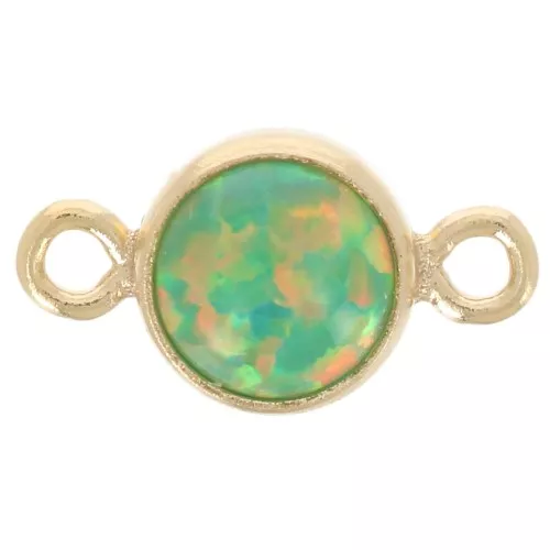 Distanziatore rotondo 4,6 mm Imitazione Opale Verde - Gold filled x1