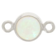 Distanziatore rotondo da 4,6 mm con imitazione cabochon dell'opale della menta - Argento 925 x1|raw }}