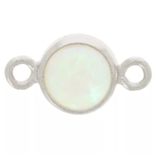 Distanziatore rotondo da 4,6 mm con imitazione cabochon dell'opale della menta - Argento 925 x1