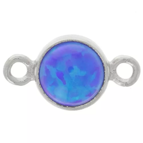 Distanziatore rotondo da 4,6 mm con imitazione cabochon Royal Blu - Argento 925 x1