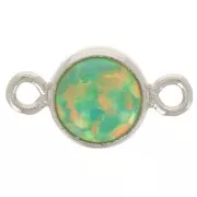 Verde - Intercalaire rond 4.6 mm avec cabochon imitation Vert Opal - Argent 925 x1 Intercalaire rond 4.6 mm avec cabochon imitation Vert Opal - Argent 925 x1