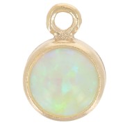 Ciondolo rotondo 4,6 mm cabochon imitazione Mint Opal - Gold filled x1|raw }}