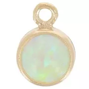 Ciondolo rotondo 4,6 mm cabochon imitazione Mint Opal - Gold filled x1