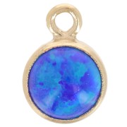 Ciondolo rotondo 4,6 mm cabochon imit Royal Blue Opal Gold filled x1|raw }}