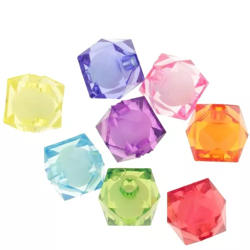 Perle quadrate sfaccettate in acrilico trasparente da 10 mm - Multicolore x20