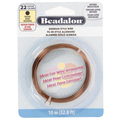 Filo di rame tondo da 0,64 mm - German Style Wire - Ottone anticato x 10 m