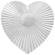 Pendente a cuore effetto plissettato 41x40 mm per cabochon da 10 mm - Placcatura argento fine x1