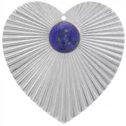 Pendente a cuore effetto plissettato 41x40 mm per cabochon da 10 mm - Placcatura argento fine x1