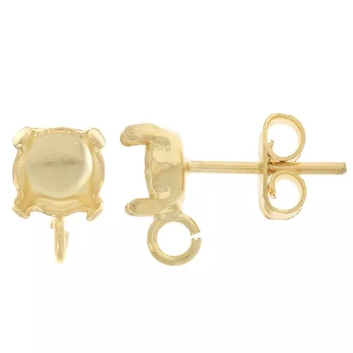 Orecchini perno 1028/1088 6 mm - Dorato x2