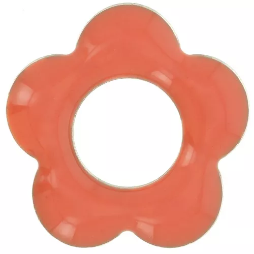 Pendenti a forma di fiore in metallo e resina epossidica da 18 mm - Rosa corallo x4
