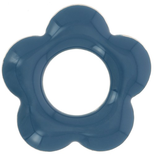 Pendenti a forma di fiore in metallo e resina epossidica da 18 mm - Petrolio x4