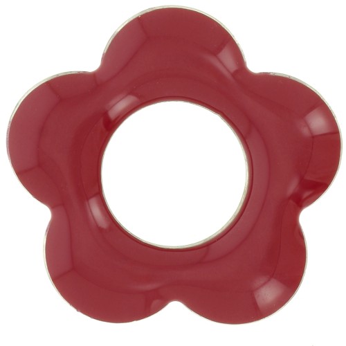 Pendenti a forma di fiore in metallo e resina epossidica da 18 mm - Rosso scuro x4