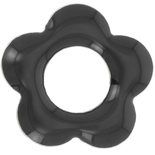 Pendenti a forma di fiore in metallo e resina epossidica da 18 mm - Nero x4