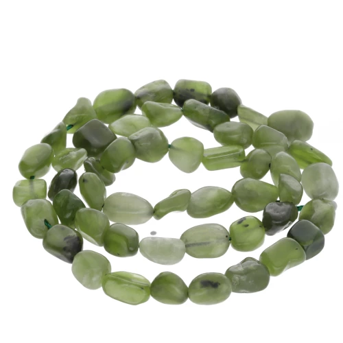 Perle irregolari di pietra semipreziosa colorata da 6 a 7 mm - Verde Giada x40cm