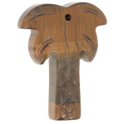 Pendente a forma di palma 28x22 mm in pietra semipreziosa - Occhio di tigre x1|raw }}