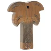 Pendente a forma di palma 28x22 mm in pietra semipreziosa - Occhio di tigre x1