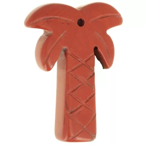 Pendente a forma di palma 28x22 mm in pietra semipreziosa - Diaspro rosso x1