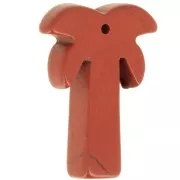 Pendente a forma di palma 28x22 mm in pietra semipreziosa - Diaspro rosso x1