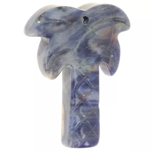 Pendente a forma di palma 28x22 mm in pietra semipreziosa - Sodalite x1