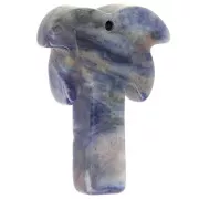 Pendente a forma di palma 28x22 mm in pietra semipreziosa - Sodalite x1