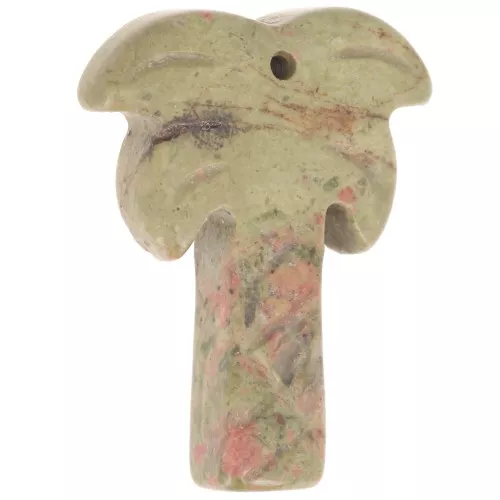 Pendente a forma di palma 28x22 mm in pietra semipreziosa - Unakite x1
