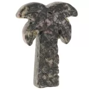 Pendente a forma di palma 28x22 mm in pietra semipreziosa - Rodonite x1