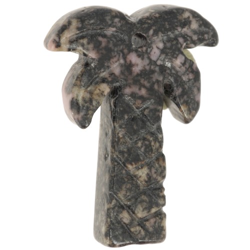 Pendente a forma di palma 28x22 mm in pietra semipreziosa - Rodonite x1