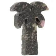 Pendente a forma di palma 28x22 mm in pietra semipreziosa - Rodonite x1