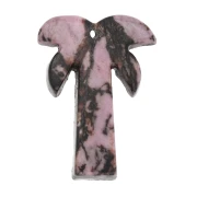 Pendente a forma di palma 28x22 mm in pietra semipreziosa - Rodonite x1