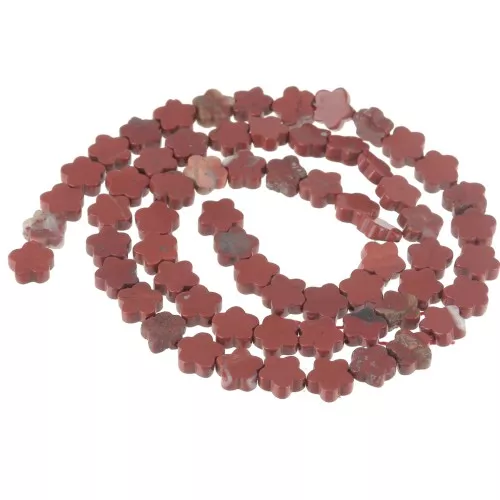 Perle a fiore da 6 mm in pietra semipreziosa - Diaspro rosso x 38 cm