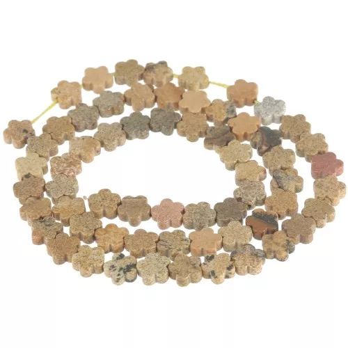 Perle a fiore in pietra semipreziosa da 6 mm - Paesaggio Jasper x 38 cm