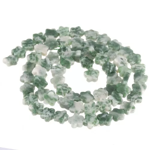 Perle a fiore 6mm in pietra semipreziosa - Quarzite verde x 38cm