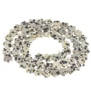 Perles fleur 6 mm en pierre gemme - Jaspe Dalmatien x38cm