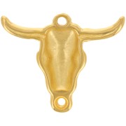 Pendente a forma di testa di toro - teschio etnico di bufalo 32x38 mm - Dorato con oro fino x1