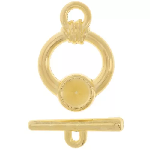 Chiusura con cabochon a T 1122 8 mm - Dorato con oro fino x1
