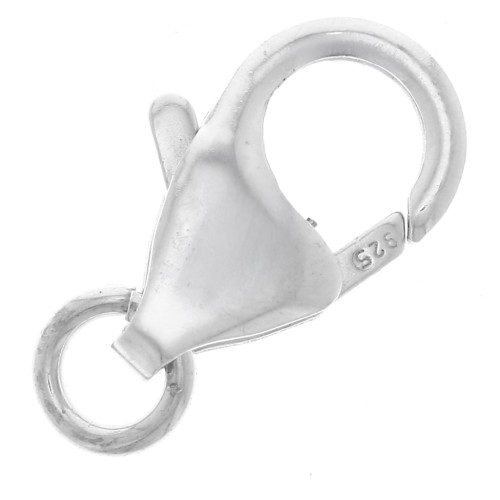 Chiusura a moschettone da 12 mm con anello aperto - Argento 925 x1