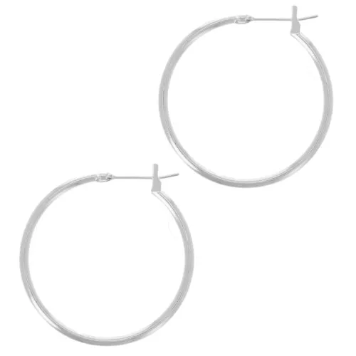Orecchini a cerchio tondo 29 mm - Filo da 1,8 mm - Placcatura argento fine x2