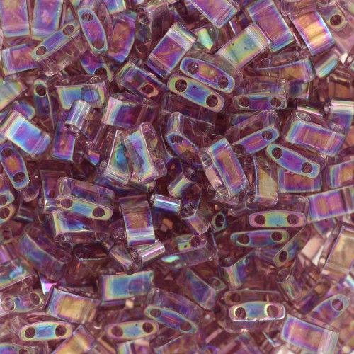 Miyuki Half Tila Beads 5x2.3x1.9mm HTL-256 - Transparent Smoky Amethyst AB x10g