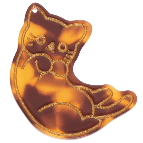 Gatto 39x36 pendente in acetato - Tartaruga - Marrone - Nero x1