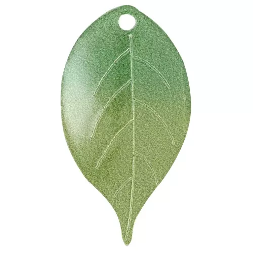 Pendente a forma di foglia 26x14 in resina - Verde sfumato - Verde scuro x1