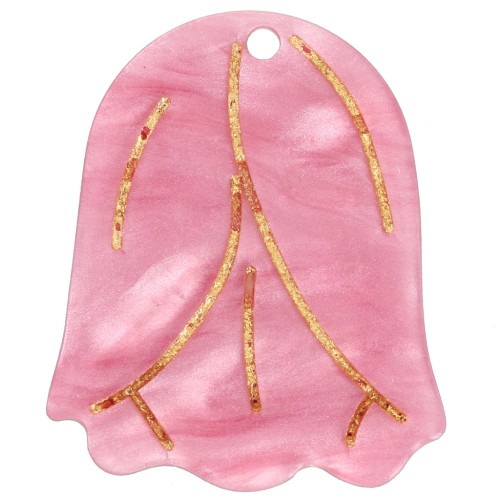 22,5x19 pendente a forma di fiore in acetato - Rosa perlato - Dorato x1