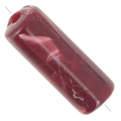 Perle tubolari dritte 20x8 mm in acrilico opaco - Bordeaux marmorizzato x10