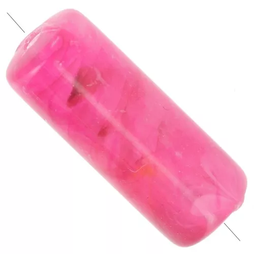 Perle tubolari dritte 20x8 mm in acrilico trasparente - Fuschia marmorizzata x10
