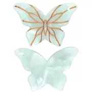 Pendente a forma di farfalla 20x29 mm in acetato - Perla verde acqua marmorizzata x1
