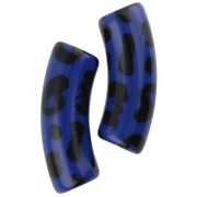 Perline tubolari curve 35x11 mm in acrilico opaco - Stampa leopardo - Blu - Nero x4