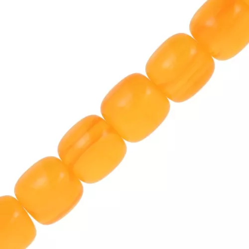 Perle tubolari in resina opaca 11,5x11 mm - Zafferano marmorizzato x37cm