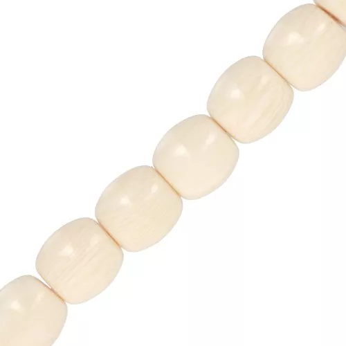 Perle tubolari in resina opaca 11,5x11 mm - Crema marmorizzata x37cm