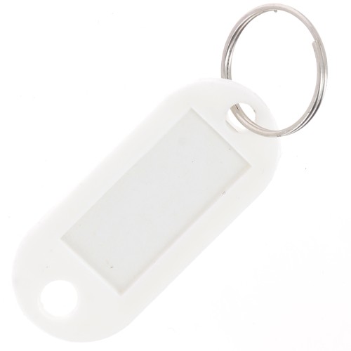 Portachiavi in plastica con etichetta 50x22 mm per borsa grigri - Bianco x1