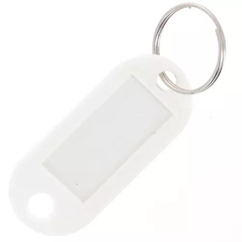 Portachiavi in plastica con etichetta 50x22 mm per borsa grigri - Bianco x1