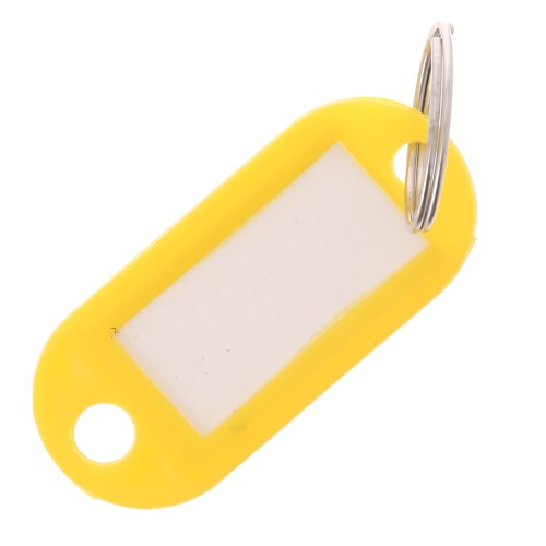 Portachiavi in plastica con etichetta 50x22 mm per borsa grigri - Giallo x1